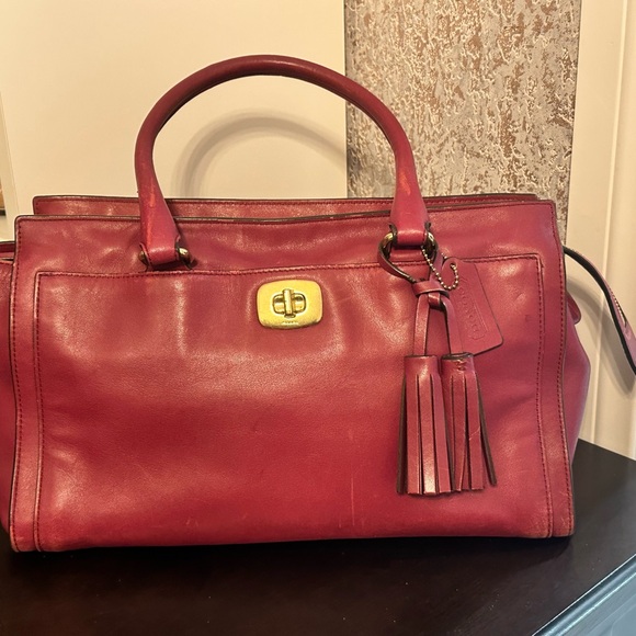 Coach Handbags - Coach Chelsea Legacy Dark raspberry leather satchel carryall 25359 Shoulder bag